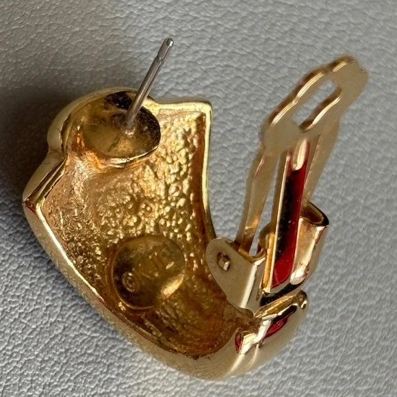 Vtg Kenneth Jay Lane KJL Interchangeable Gold-tone Mod Colorful Pierced Earrings - Picture 6 of 10